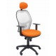 Silla Jorquera malla blanca asiento bali naranja con cabecero fijo